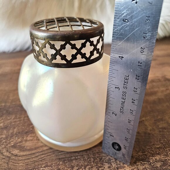 Antique Loetz Art Glass Pearlescent & Gold Core Bronze Frog Vase, early 1900s - Picture 7 of 10